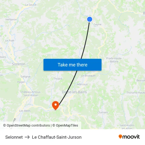 Selonnet to Le Chaffaut-Saint-Jurson map