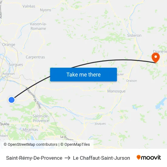 Saint-Rémy-De-Provence to Le Chaffaut-Saint-Jurson map
