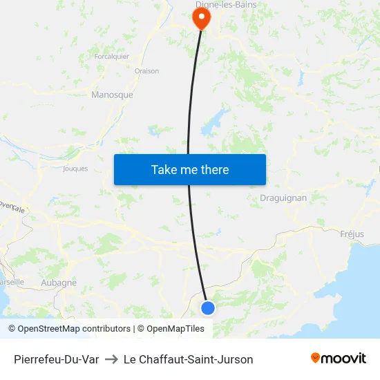 Pierrefeu-Du-Var to Le Chaffaut-Saint-Jurson map