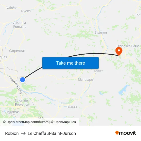 Robion to Le Chaffaut-Saint-Jurson map