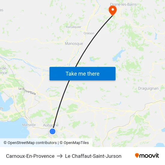 Carnoux-En-Provence to Le Chaffaut-Saint-Jurson map
