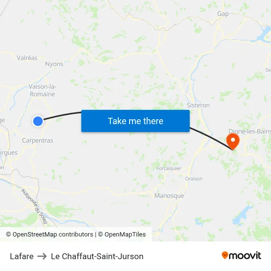 Lafare to Le Chaffaut-Saint-Jurson map