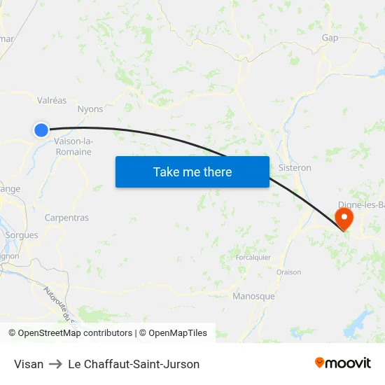 Visan to Le Chaffaut-Saint-Jurson map