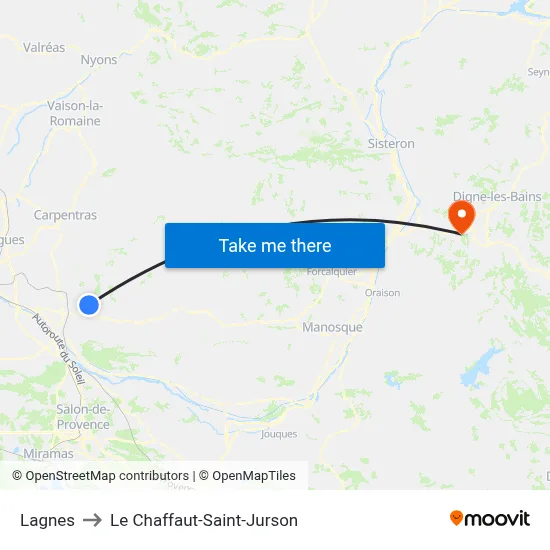 Lagnes to Le Chaffaut-Saint-Jurson map