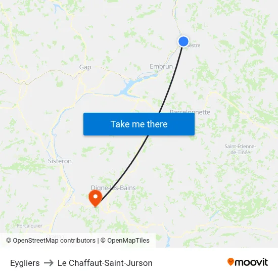 Eygliers to Le Chaffaut-Saint-Jurson map