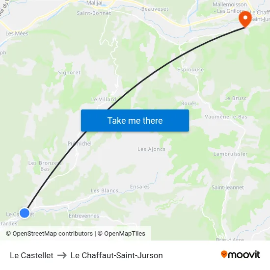 Le Castellet to Le Chaffaut-Saint-Jurson map