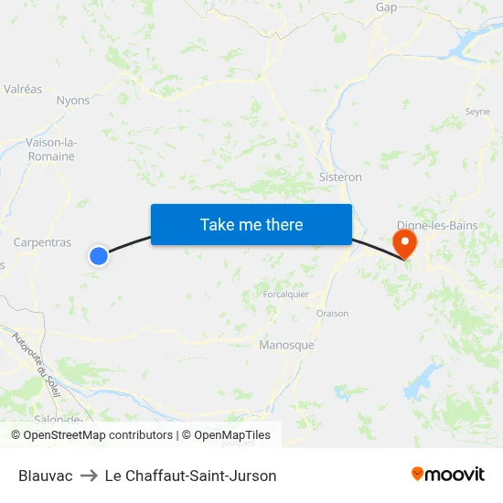 Blauvac to Le Chaffaut-Saint-Jurson map