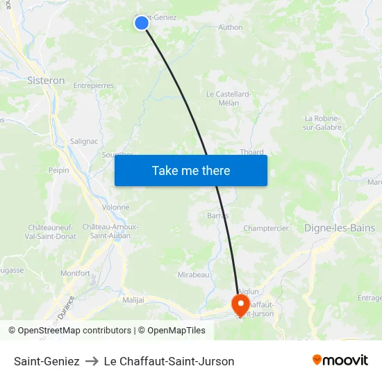 Saint-Geniez to Le Chaffaut-Saint-Jurson map