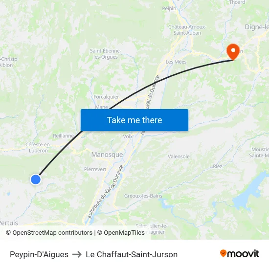Peypin-D'Aigues to Le Chaffaut-Saint-Jurson map