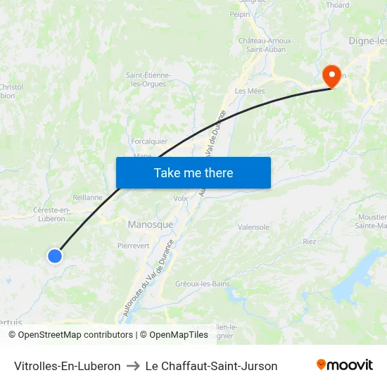 Vitrolles-En-Luberon to Le Chaffaut-Saint-Jurson map