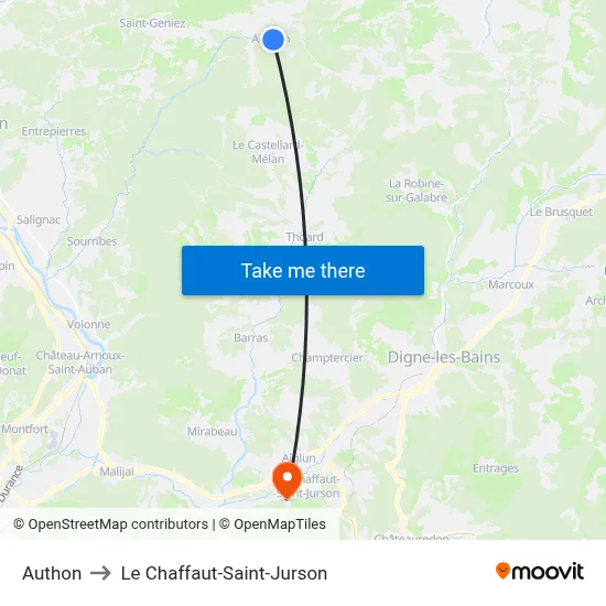 Authon to Le Chaffaut-Saint-Jurson map