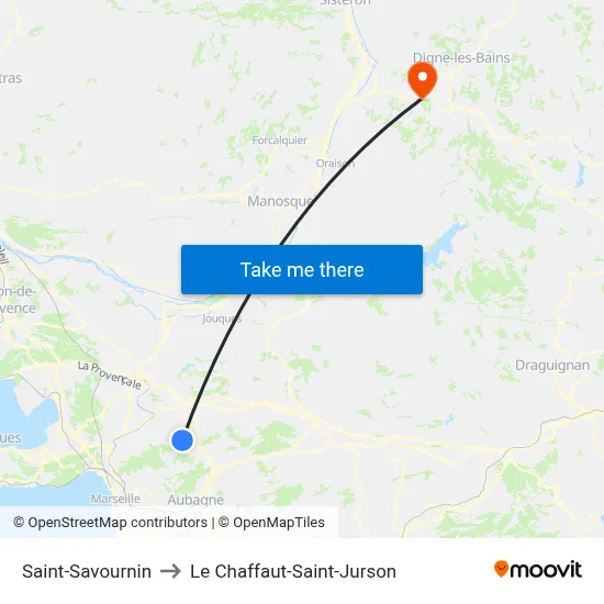 Saint-Savournin to Le Chaffaut-Saint-Jurson map
