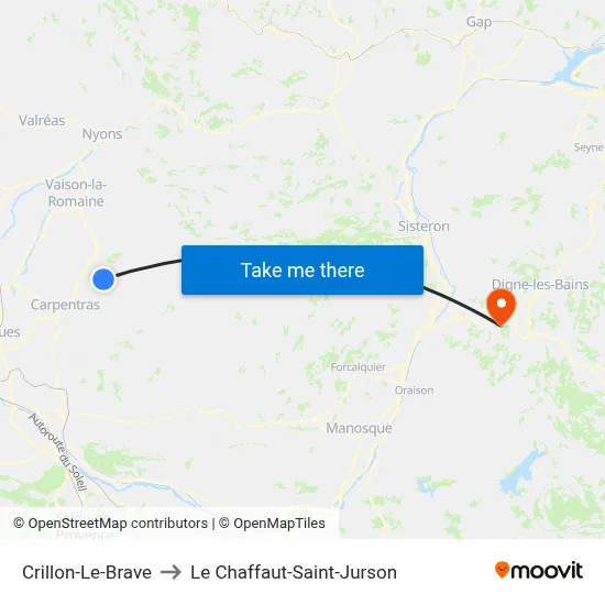 Crillon-Le-Brave to Le Chaffaut-Saint-Jurson map