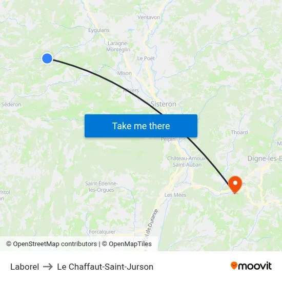 Laborel to Le Chaffaut-Saint-Jurson map