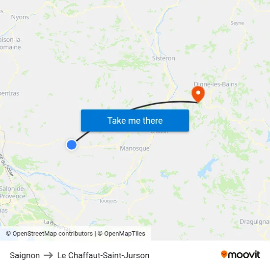 Saignon to Le Chaffaut-Saint-Jurson map