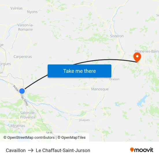 Cavaillon to Le Chaffaut-Saint-Jurson map