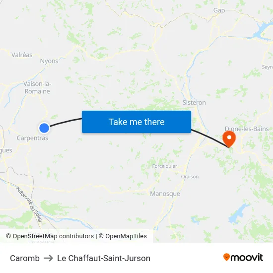 Caromb to Le Chaffaut-Saint-Jurson map