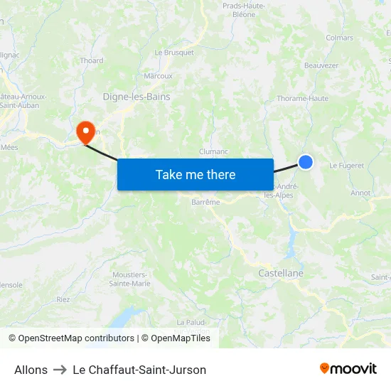 Allons to Le Chaffaut-Saint-Jurson map