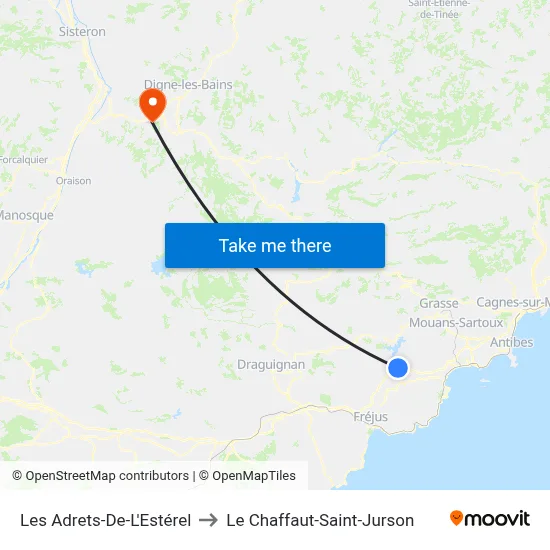 Les Adrets-De-L'Estérel to Le Chaffaut-Saint-Jurson map