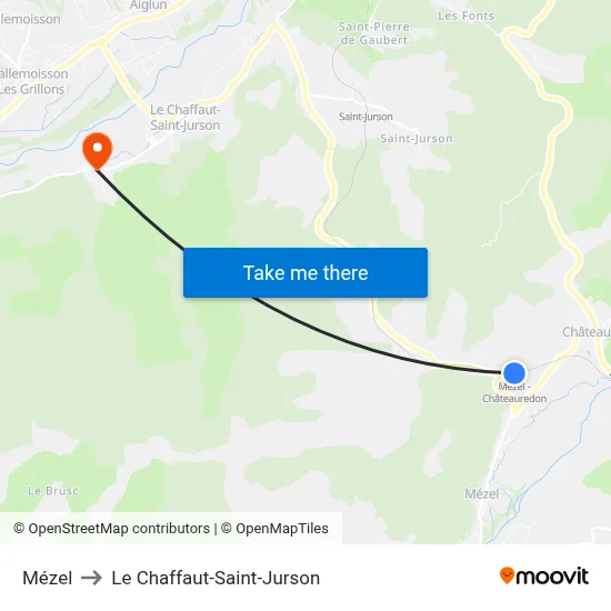 Mézel to Le Chaffaut-Saint-Jurson map
