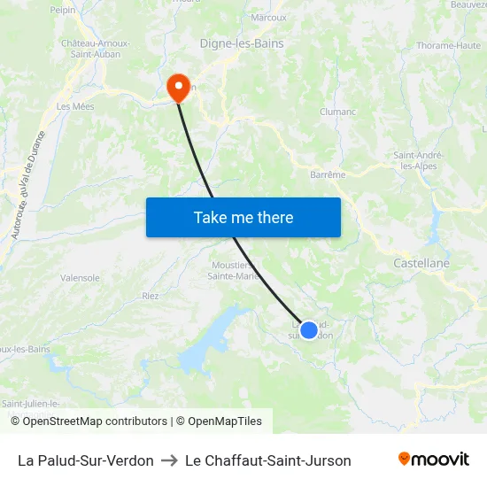 La Palud-Sur-Verdon to Le Chaffaut-Saint-Jurson map