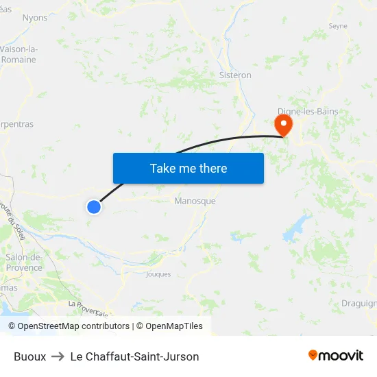 Buoux to Le Chaffaut-Saint-Jurson map