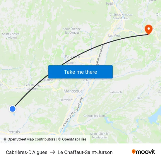 Cabrières-D'Aigues to Le Chaffaut-Saint-Jurson map