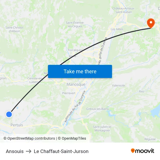Ansouis to Le Chaffaut-Saint-Jurson map