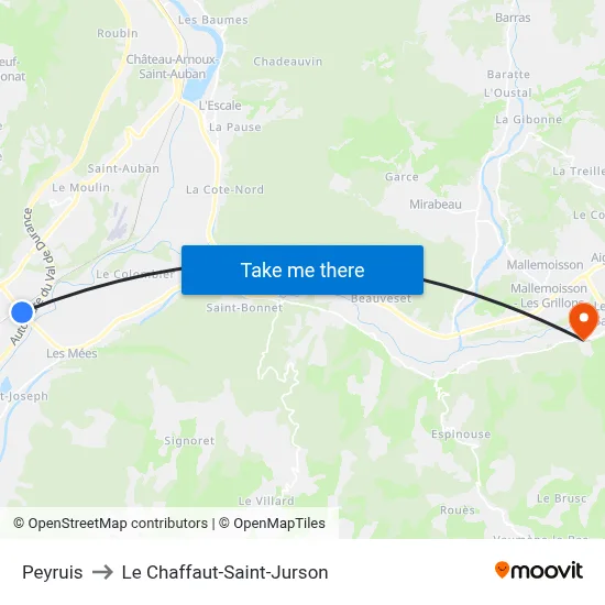 Peyruis to Le Chaffaut-Saint-Jurson map