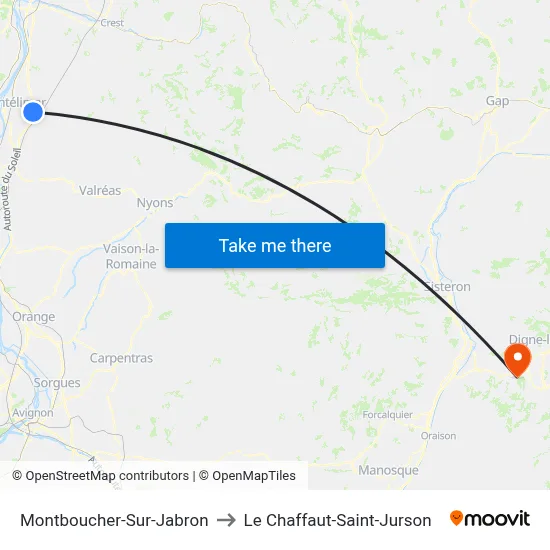 Montboucher-Sur-Jabron to Le Chaffaut-Saint-Jurson map