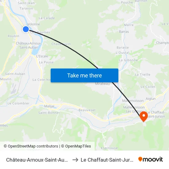 Château-Arnoux-Saint-Auban to Le Chaffaut-Saint-Jurson map