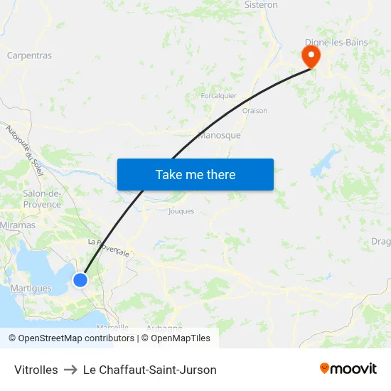 Vitrolles to Le Chaffaut-Saint-Jurson map