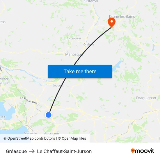 Gréasque to Le Chaffaut-Saint-Jurson map