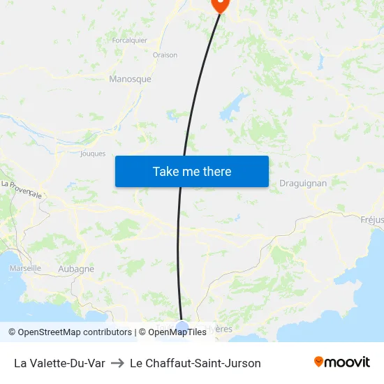 La Valette-Du-Var to Le Chaffaut-Saint-Jurson map