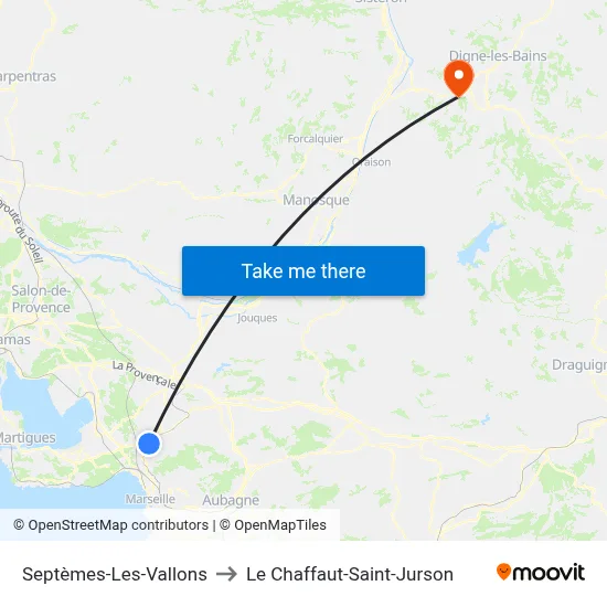Septèmes-Les-Vallons to Le Chaffaut-Saint-Jurson map