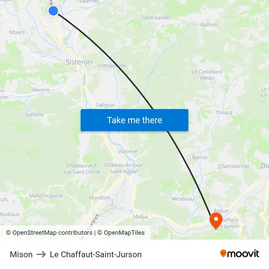 Mison to Le Chaffaut-Saint-Jurson map