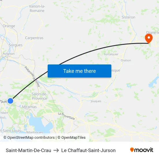 Saint-Martin-De-Crau to Le Chaffaut-Saint-Jurson map