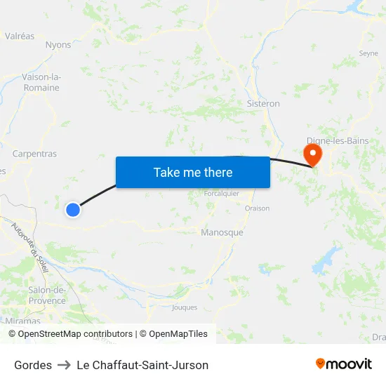 Gordes to Le Chaffaut-Saint-Jurson map