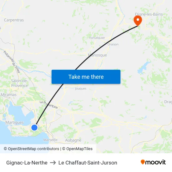 Gignac-La-Nerthe to Le Chaffaut-Saint-Jurson map