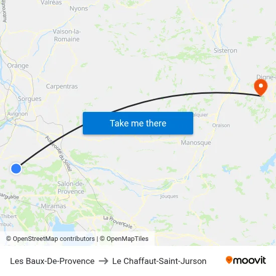 Les Baux-De-Provence to Le Chaffaut-Saint-Jurson map
