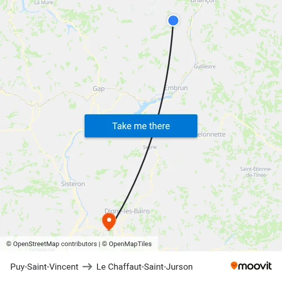 Puy-Saint-Vincent to Le Chaffaut-Saint-Jurson map
