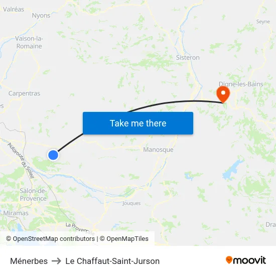 Ménerbes to Le Chaffaut-Saint-Jurson map