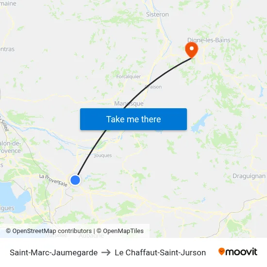 Saint-Marc-Jaumegarde to Le Chaffaut-Saint-Jurson map