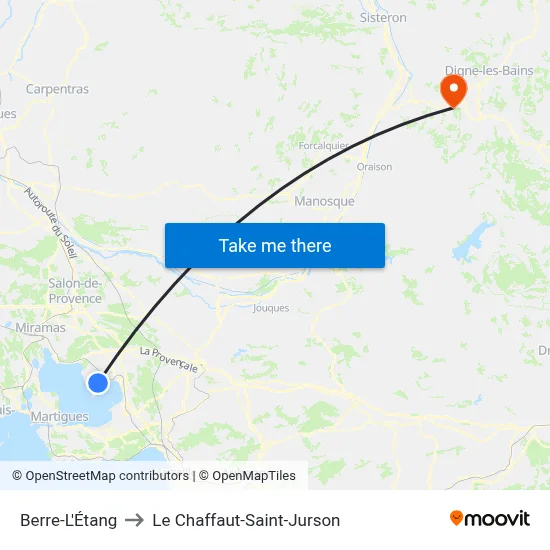 Berre-L'Étang to Le Chaffaut-Saint-Jurson map