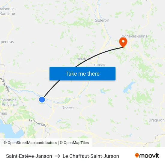 Saint-Estève-Janson to Le Chaffaut-Saint-Jurson map