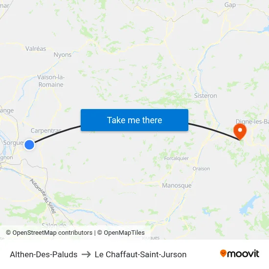 Althen-Des-Paluds to Le Chaffaut-Saint-Jurson map