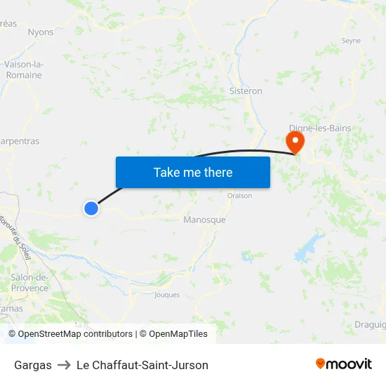 Gargas to Le Chaffaut-Saint-Jurson map