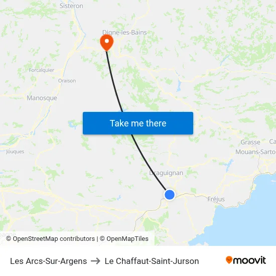 Les Arcs-Sur-Argens to Le Chaffaut-Saint-Jurson map