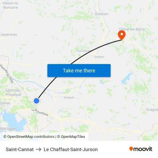 Saint-Cannat to Le Chaffaut-Saint-Jurson map