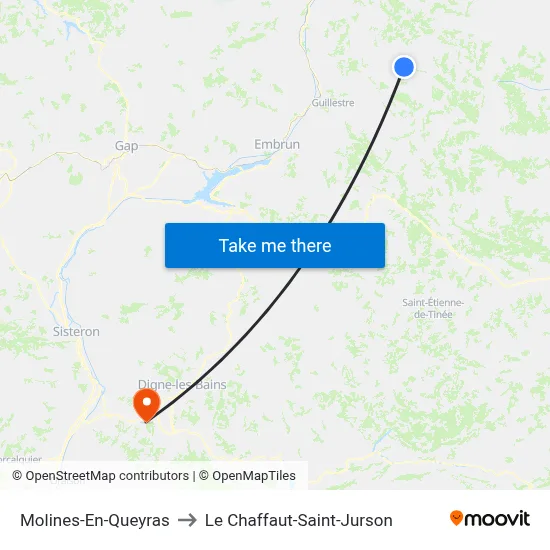 Molines-En-Queyras to Le Chaffaut-Saint-Jurson map